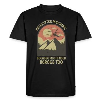 Héros mécaniciens d’hélicoptère Pride - T-shirt Premium bio Homme - noir - Devant - Nico (187cm)