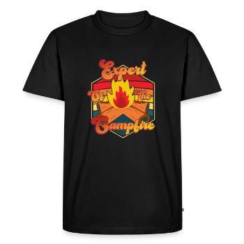 Expert Of Campfire Camping Expert - Men's Premium Organic T-Shirt - black - Front - Nico (187cm)