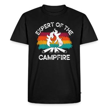 Expert Of Campfire Camping Expert - Men's Premium Organic T-Shirt - black - Front - Nico (187cm)