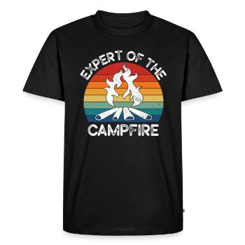 Expert Of Campfire Camping Expert - Men's Premium Organic T-Shirt - black - Front - Nico (187cm)