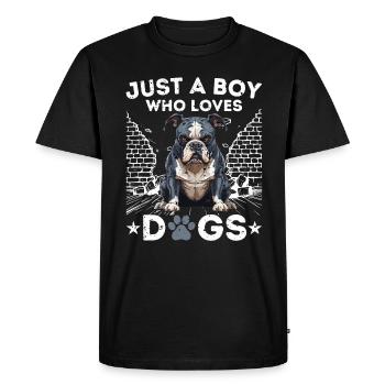 Juste un garçon qui aime les chiens - T-shirt Premium bio Homme - noir - Devant - Nico (187cm)