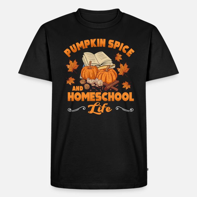 Pumpkin Spice Und Homeschool-Leben - Männer Premium Bio T-Shirt - Schwarz