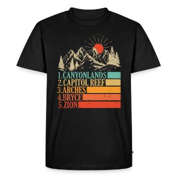 Explorez les montagnes des parcs nationaux de l’Utah - T-shirt Premium bio Homme - noir - Devant - Nico (187cm)