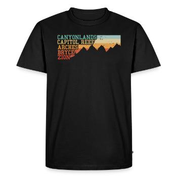 Explorez les montagnes des parcs nationaux de l’Utah - T-shirt Premium bio Homme - noir - Devant - Nico (187cm)