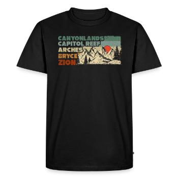 Explorez les montagnes des parcs nationaux de l’Utah - T-shirt Premium bio Homme - noir - Devant - Nico (187cm)