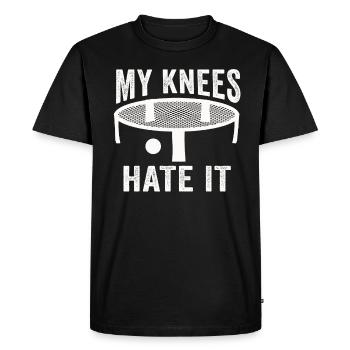My Knees Hate It Roundnet Spike Ball - Men's Premium Organic T-Shirt - black - Front - Nico (187cm)