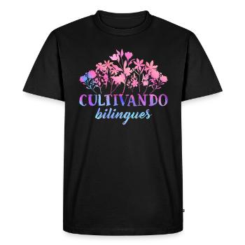 Cultivando Bilingües Spanish Teacher - Men's Premium Organic T-Shirt - black - Front - Nico (187cm)