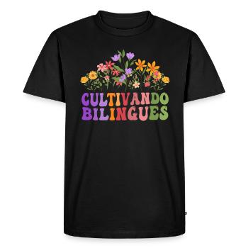 Cultivando Bilingües Spanish Teacher - Men's Premium Organic T-Shirt - black - Front - Nico (187cm)