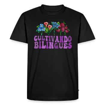 Cultivando Bilingües Spanish Teacher - Men's Premium Organic T-Shirt - black - Front - Nico (187cm)