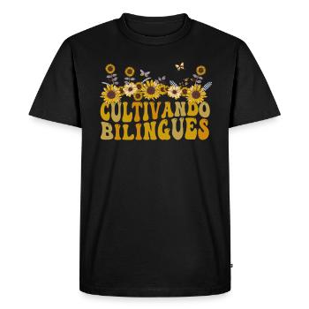 Cultivando Bilingües Spanish Teacher - Men's Premium Organic T-Shirt - black - Front - Nico (187cm)