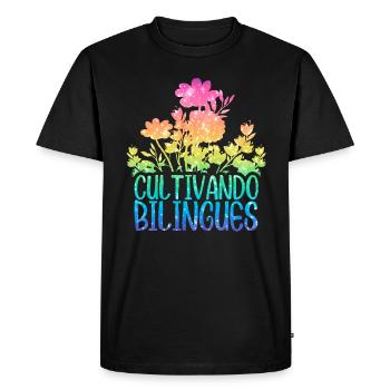 Cultivando Bilingües Professeur d’espagnol - T-shirt Premium bio Homme - noir - Devant - Nico (187cm)