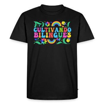 Cultivando Bilingües Professeur d’espagnol - T-shirt Premium bio Homme - noir - Devant - Nico (187cm)