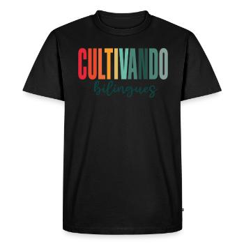 Cultivando Bilingües Professeur d’espagnol - T-shirt Premium bio Homme - noir - Devant - Nico (187cm)