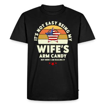 Ce n’est pas facile d’être le bonbon du bras de ma femme - T-shirt Premium bio Homme - noir - Devant - Nico (187cm)