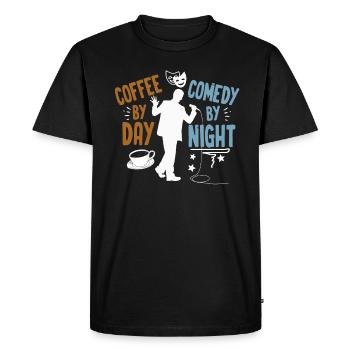 Café Le Jour Comédie La Nuit Comédien - T-shirt Premium bio Homme - noir - Devant - Nico (187cm)