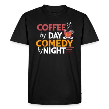 Café Le Jour Comédie La Nuit Comédien - T-shirt Premium bio Homme - noir - Devant - Nico (187cm)
