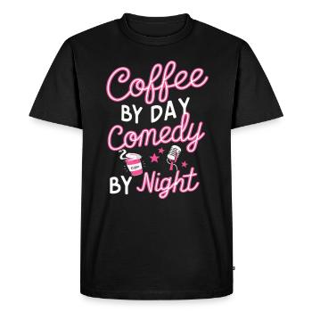 Café Le Jour Comédie La Nuit Comédien - T-shirt Premium bio Homme - noir - Devant - Nico (187cm)