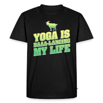 Yoga de la chèvre Équilibrer ma vie - T-shirt Premium bio Homme - noir - Devant - Nico (187cm)