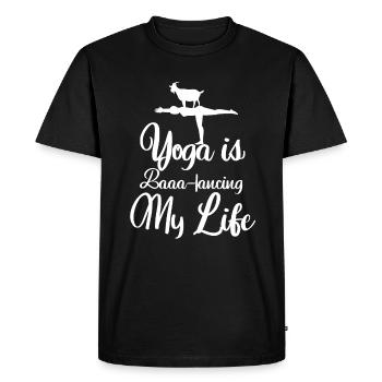 Yoga de la chèvre Équilibrer ma vie - T-shirt Premium bio Homme - noir - Devant - Nico (187cm)