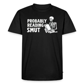 Probablement en train de lire des livres de romance cochonnante - T-shirt Premium bio Homme - noir - Devant - Nico (187cm)