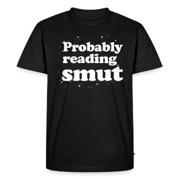 Probablement en train de lire des livres de romance cochonnante - T-shirt Premium bio Homme - noir - Devant - Nico (187cm)