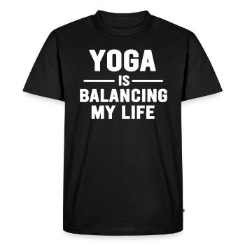 Le yoga équilibre ma vie - T-shirt Premium bio Homme - noir - Devant - Nico (187cm)