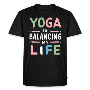 Le yoga équilibre ma vie - T-shirt Premium bio Homme - noir - Devant - Nico (187cm)