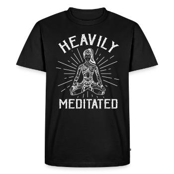 Fortement médité - T-shirt Premium bio Homme - noir - Devant - Nico (187cm)