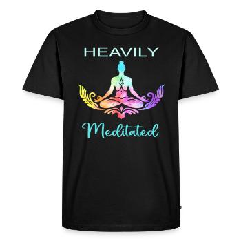 Fortement médité - T-shirt Premium bio Homme - noir - Devant - Nico (187cm)