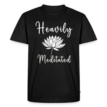 Fortement médité - T-shirt Premium bio Homme - noir - Devant - Nico (187cm)