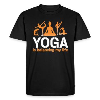 Le yoga équilibre ma vie - T-shirt Premium bio Homme - noir - Devant - Nico (187cm)