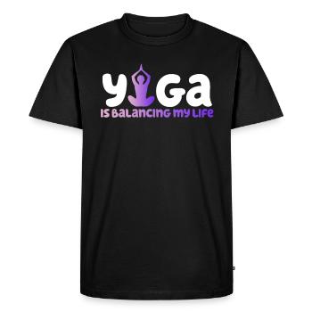 Le yoga équilibre ma vie - T-shirt Premium bio Homme - noir - Devant - Nico (187cm)