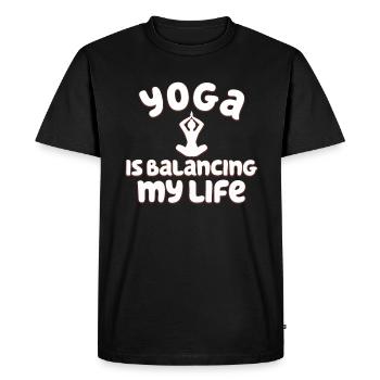 Le yoga équilibre ma vie - T-shirt Premium bio Homme - noir - Devant - Nico (187cm)