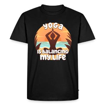 Le yoga équilibre ma vie - T-shirt Premium bio Homme - noir - Devant - Nico (187cm)