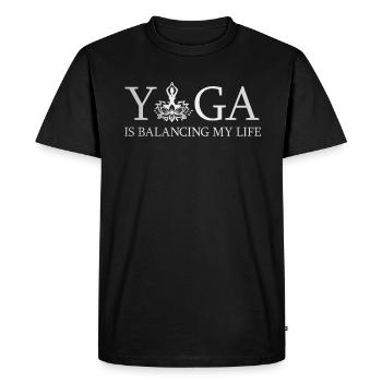 Le yoga équilibre ma vie - T-shirt Premium bio Homme - noir - Devant - Nico (187cm)