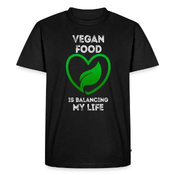 La nourriture végétalienne équilibre ma vie - T-shirt Premium bio Homme - noir - Devant - Nico (187cm)