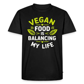 La nourriture végétalienne équilibre ma vie - T-shirt Premium bio Homme - noir - Devant - Nico (187cm)