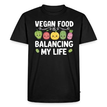 La nourriture végétalienne équilibre ma vie - T-shirt Premium bio Homme - noir - Devant - Nico (187cm)