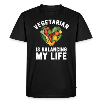 Végétarien Équilibrer ma vie - T-shirt Premium bio Homme - noir - Devant - Nico (187cm)