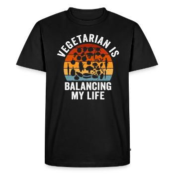 Végétarien Équilibrer ma vie - T-shirt Premium bio Homme - noir - Devant - Nico (187cm)
