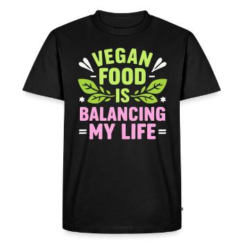 La nourriture végétalienne équilibre ma vie - T-shirt Premium bio Homme - noir - Devant - Nico (187cm)