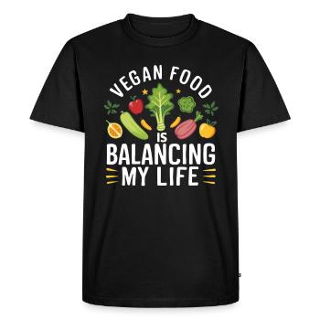 La nourriture végétalienne équilibre ma vie - T-shirt Premium bio Homme - noir - Devant - Nico (187cm)
