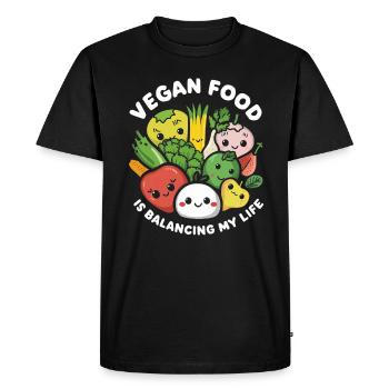 Vegan Food Is Balancing My Life - Men's Premium Organic T-Shirt - black - Front - Nico (187cm)