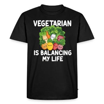 Végétarien Équilibrer ma vie - T-shirt Premium bio Homme - noir - Devant - Nico (187cm)