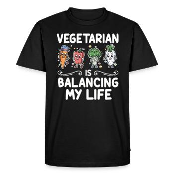 Végétarien Équilibrer ma vie - T-shirt Premium bio Homme - noir - Devant - Nico (187cm)
