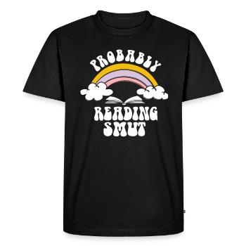 Probablement en train de lire des livres de romance cochonnante - T-shirt Premium bio Homme - noir - Devant - Nico (187cm)
