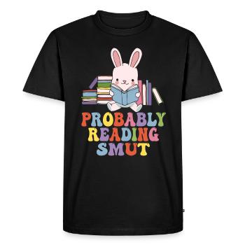 Probablement en train de lire des livres de romance cochonnante - T-shirt Premium bio Homme - noir - Devant - Nico (187cm)