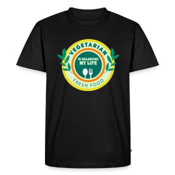 Végétarien Équilibrer ma vie - T-shirt Premium bio Homme - noir - Devant - Nico (187cm)