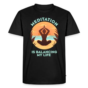 Meditation Is Balancing My Life - Men's Premium Organic T-Shirt - black - Front - Nico (187cm)