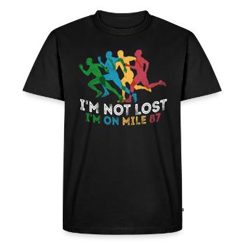 Je ne suis pas perdu, je suis sur le marathon du mile 87 - T-shirt Premium bio Homme - noir - Devant - Nico (187cm)